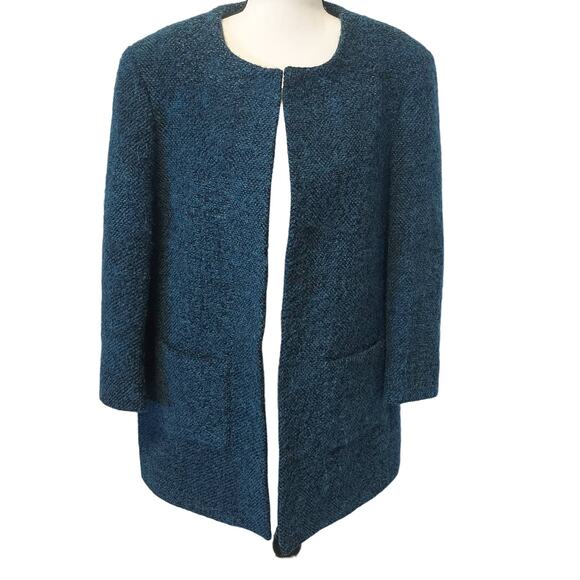 Zanella Samantha Italian Alpaca Wool Blend Teal Blue Jacket NWOT Women Size 14 - Picture 1 of 10